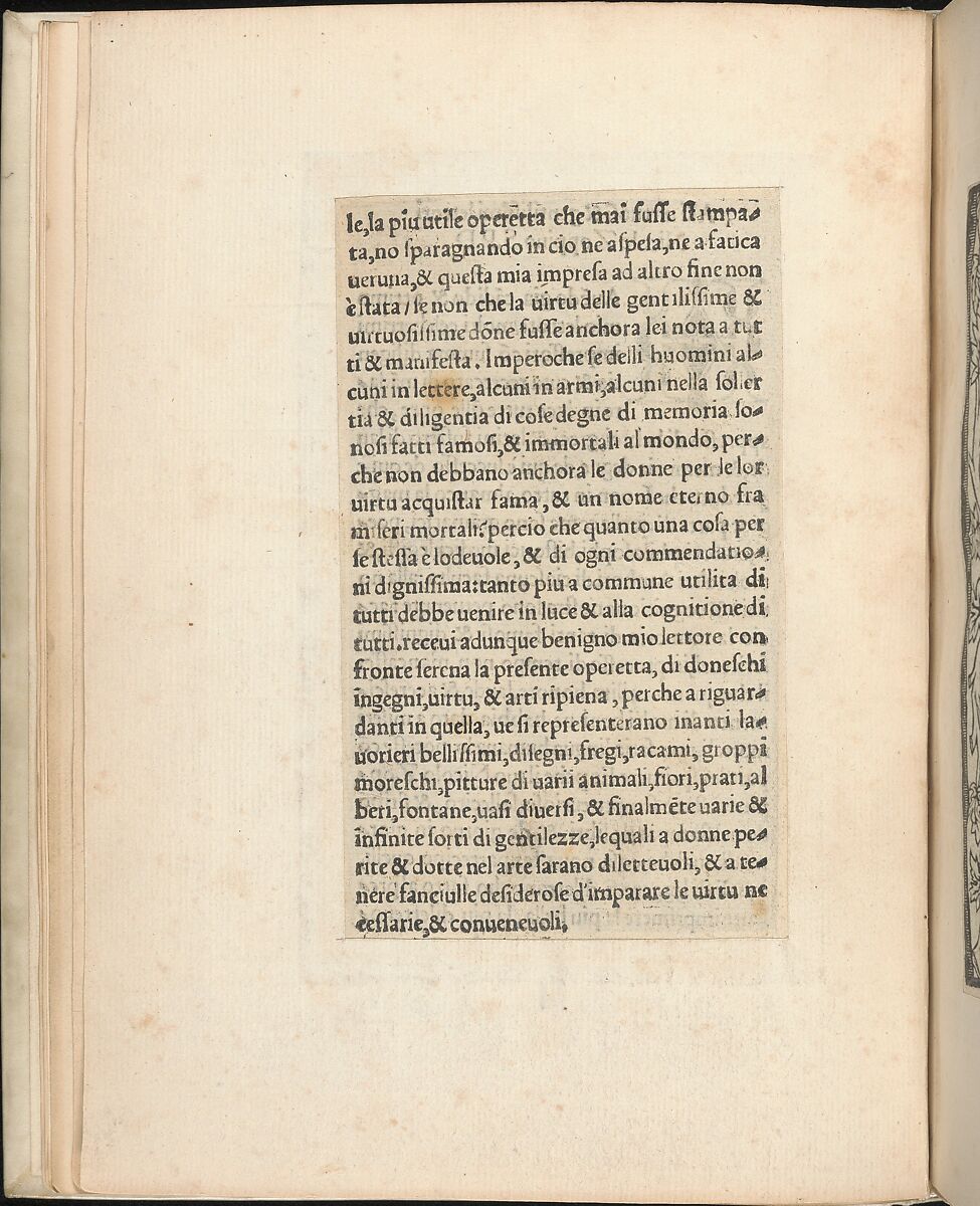 Esemplario di lavori, page 2 (verso), Nicolò Zoppino (Italian, Ferrara 1478/80–1544 Venice)  , Venice, Woodcut (pages inlaid, modern vellum binding) 