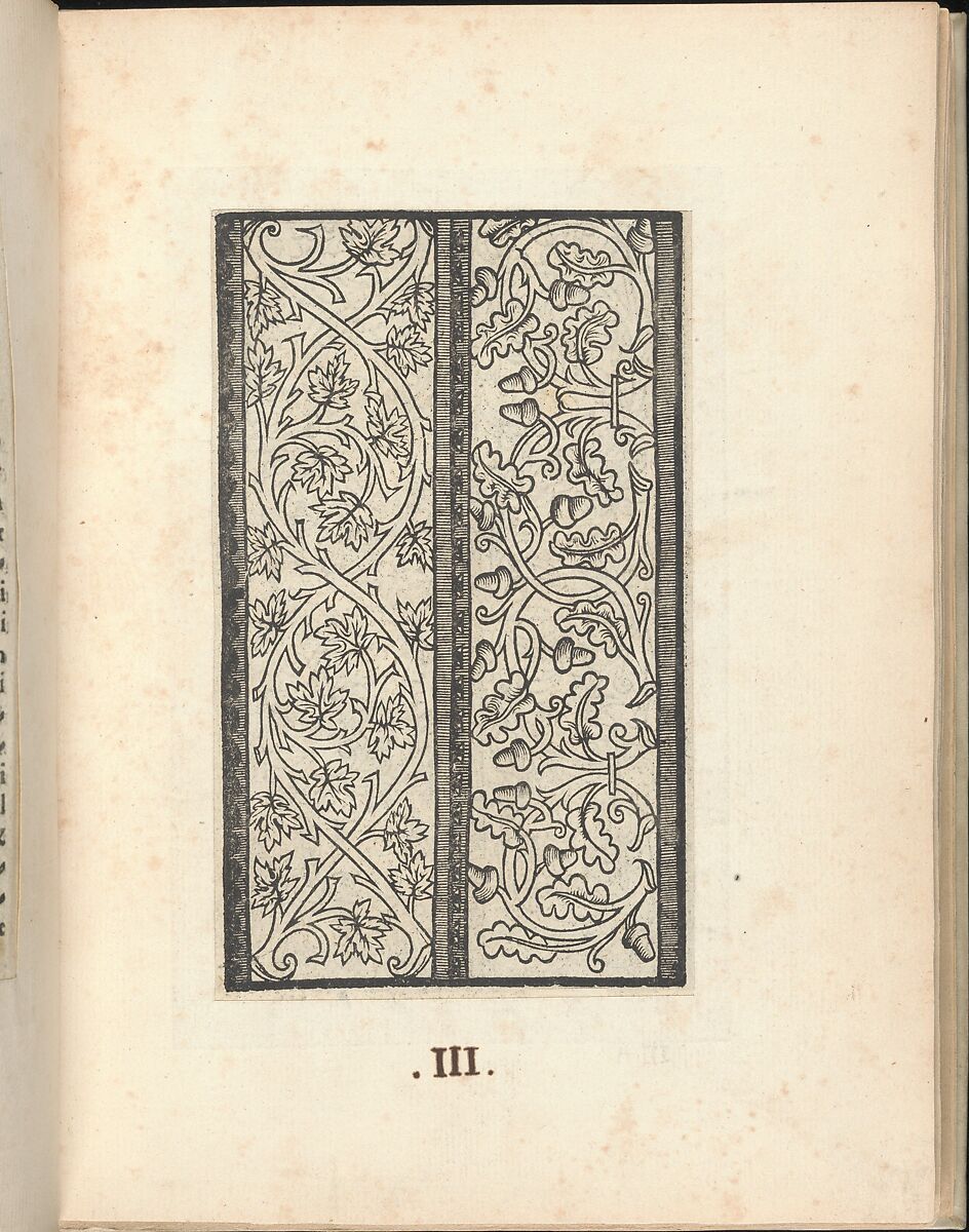 Esemplario di lavori, page 3 (recto), Nicolò Zoppino (Italian, Ferrara 1478/80–1544 Venice)  , Venice, Woodcut (pages inlaid, modern vellum binding) 