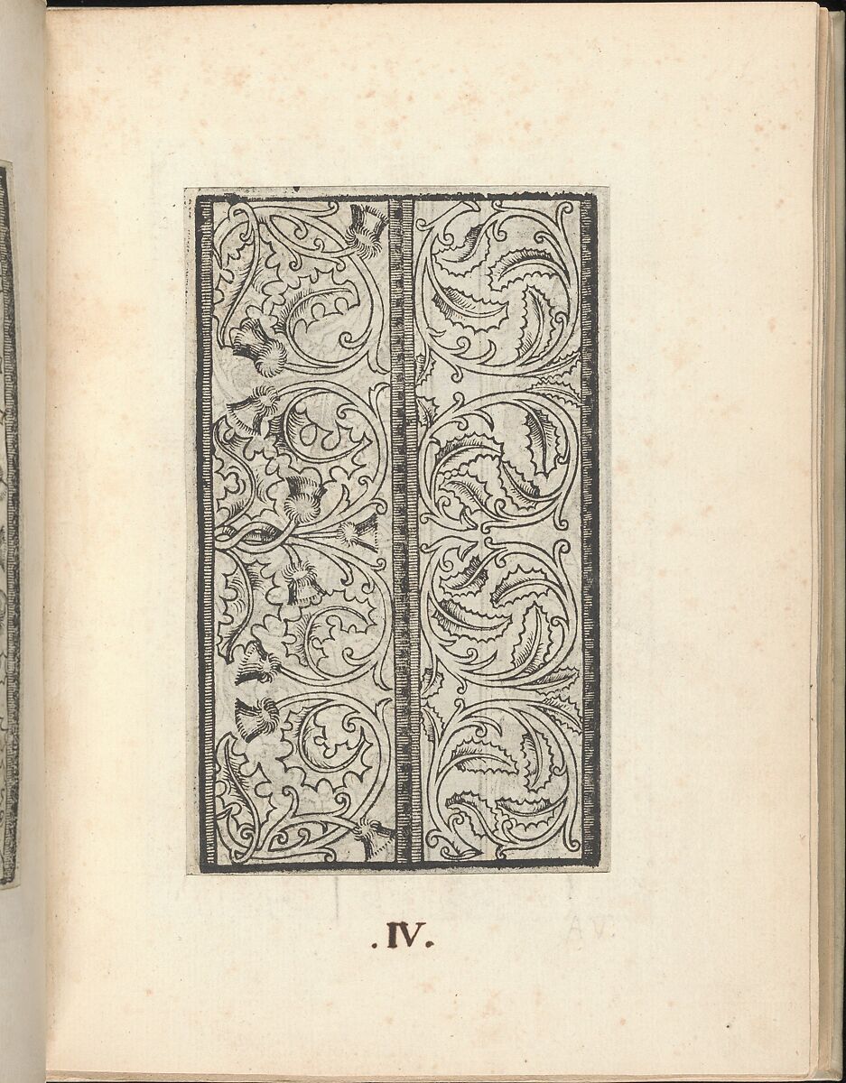 Esemplario di lavori, page 4 (recto), Nicolò Zoppino (Italian, Ferrara 1478/80–1544 Venice)  , Venice, Woodcut (pages inlaid, modern vellum binding) 