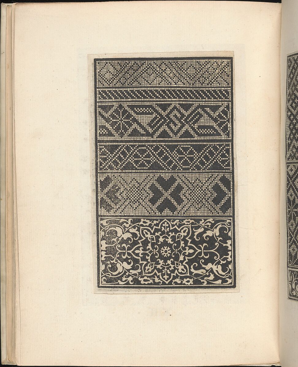 Esemplario di lavori, page 13 (verso), Nicolò Zoppino (Italian, Ferrara 1478/80–1544 Venice)  , Venice, Woodcut (pages inlaid, modern vellum binding) 