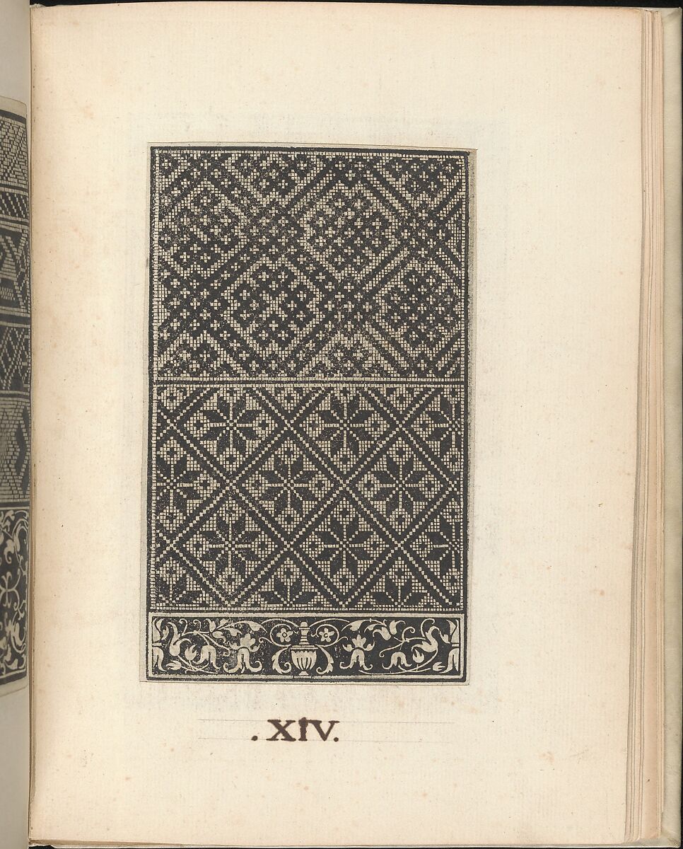 Esemplario di lavori, page 14 (recto), Nicolò Zoppino (Italian, Ferrara 1478/80–1544 Venice)  , Venice, Woodcut (pages inlaid, modern vellum binding) 