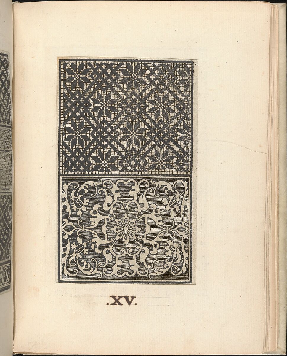 Esemplario di lavori, page 15 (recto), Nicolò Zoppino (Italian, Ferrara 1478/80–1544 Venice)  , Venice, Woodcut (pages inlaid, modern vellum binding)