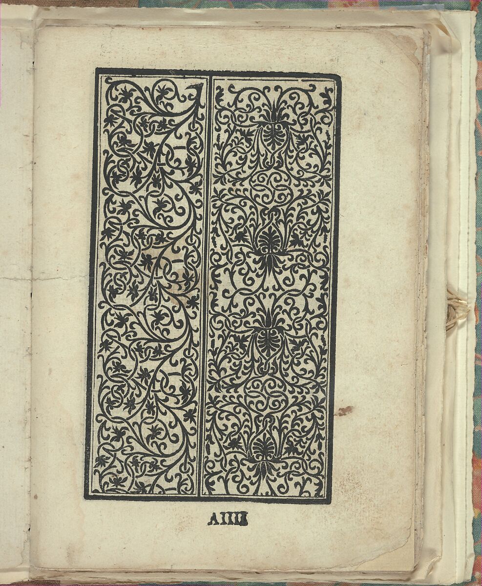 Opera Nova Universali intitulata Corona di racammi, page 4 (recto), Giovanni Andrea Vavassore (Italian, active Venice 1530–1573)  , Venice, Woodcut 