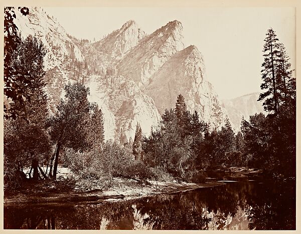 Pompompasos, the Three Brothers, Yosemite, 4480 feet, Carleton E. Watkins (American, 1829–1916), Albumen silver print 