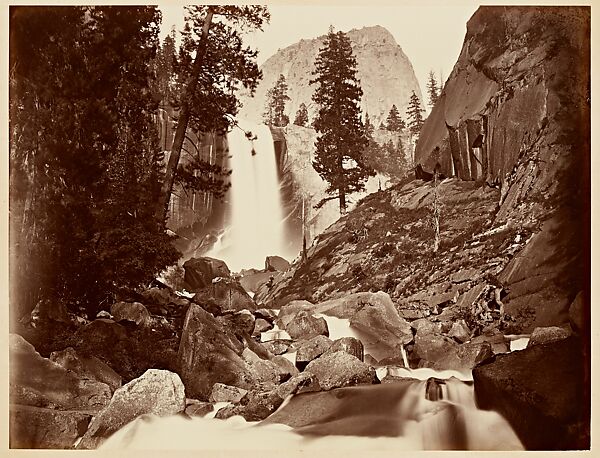 Piwyac, the Vernal Fall, Yosemite, 300 feet, Carleton E. Watkins (American, 1829–1916), Albumen silver print 