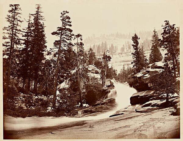 Cascades between the Vernal and Nevada, Yosemite, Carleton E. Watkins (American, 1829–1916), Albumen silver print 