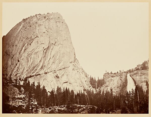 Mount Broderick and Nevada Fall, Yosemite, Carleton E. Watkins (American, 1829–1916), Albumen silver print 