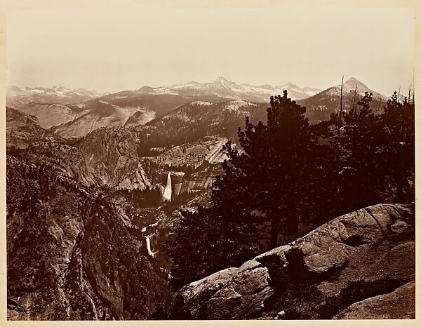 The Vernal and Nevada Fall, Yosemite, Carleton E. Watkins (American, 1829–1916), Albumen silver print 