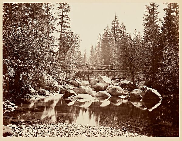 Bridge over the Merced at Clarks, Carleton E. Watkins (American, 1829–1916), Albumen silver print 
