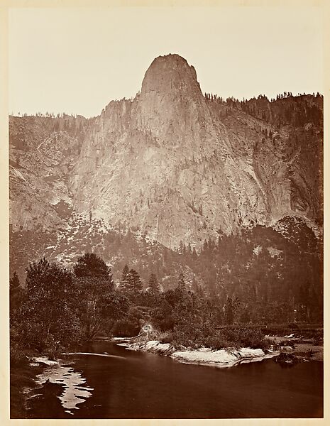 The Sentinel, 3270 ft., Front View, Yosemite, Carleton E. Watkins (American, 1829–1916), Albumen silver print 
