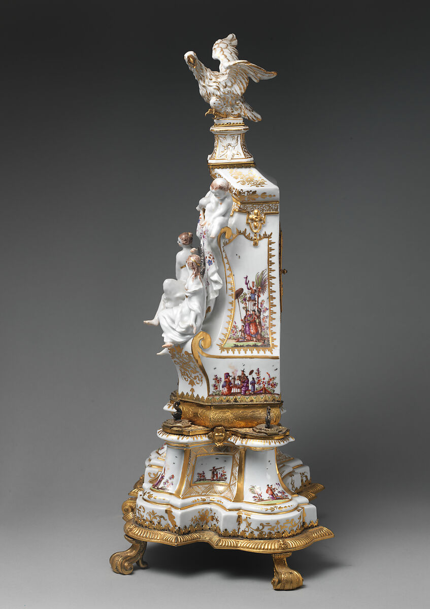Clock case, Meissen Manufactory (German, 1710–present), Hard-paste porcelain with gilt-metal mounts, German, Meissen with Dresden mounts