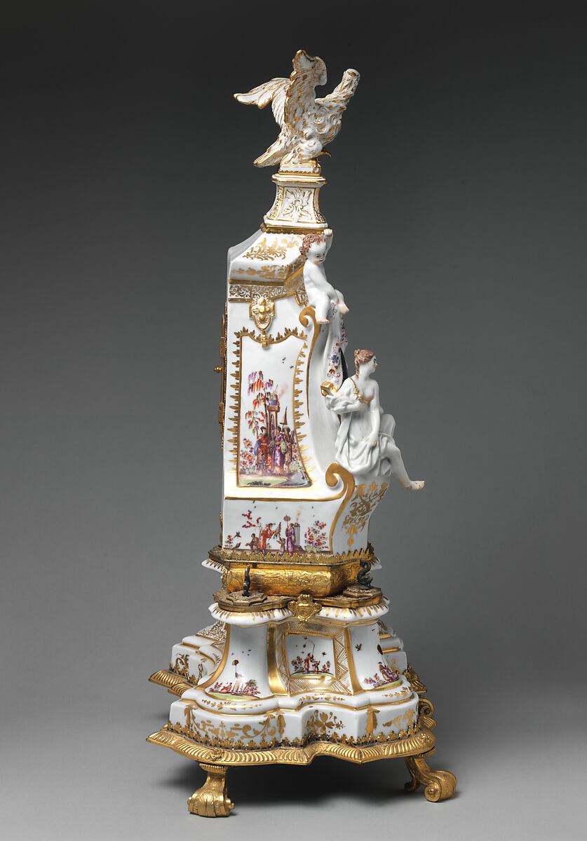 Clock case, Meissen Manufactory (German, 1710–present), Hard-paste porcelain with gilt-metal mounts, German, Meissen with Dresden mounts