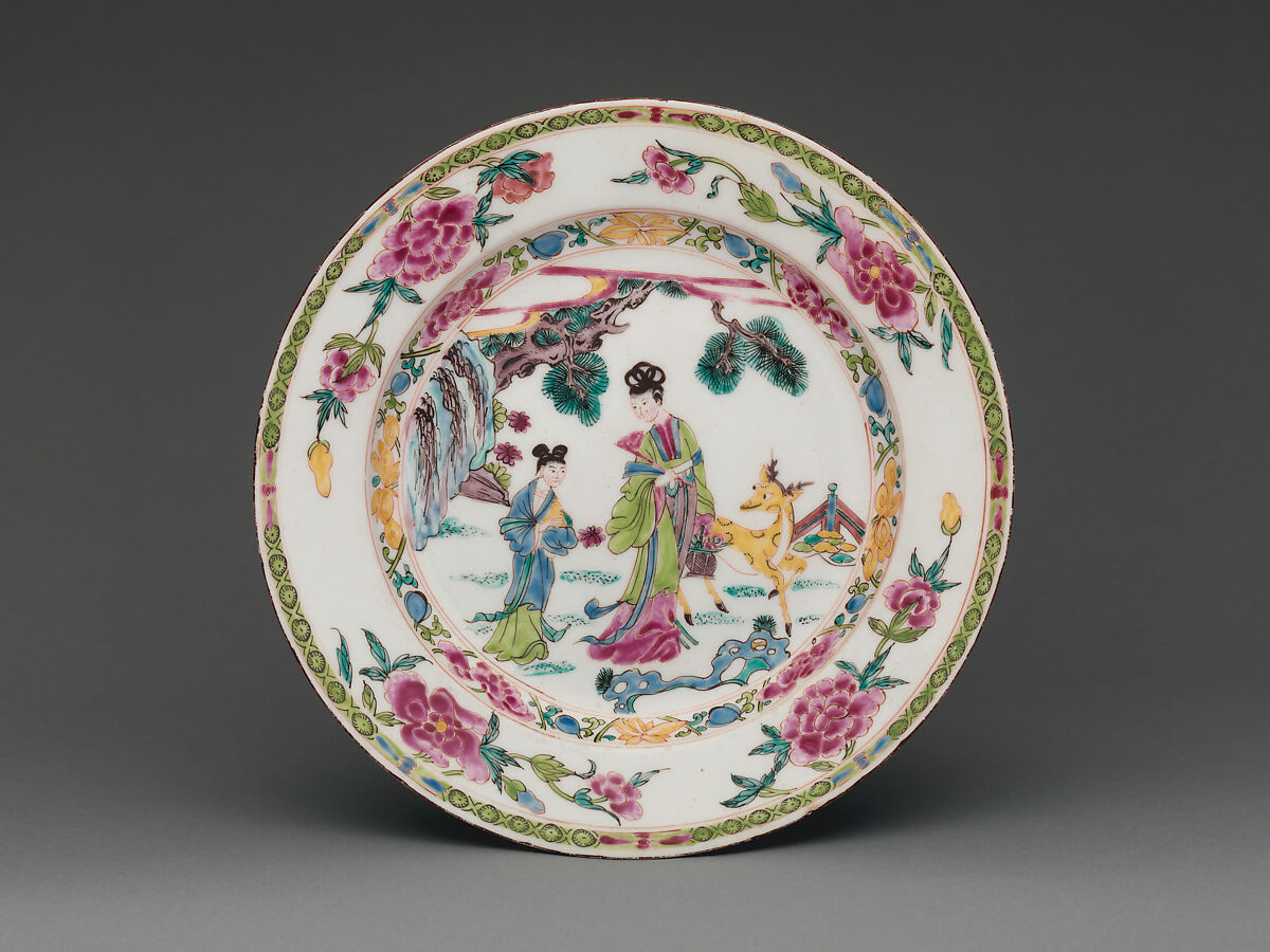 Plate, Bow Porcelain Factory (British, 1747–1776), Soft-paste porcelain decorated in polychrome enamels, British, Bow, London 