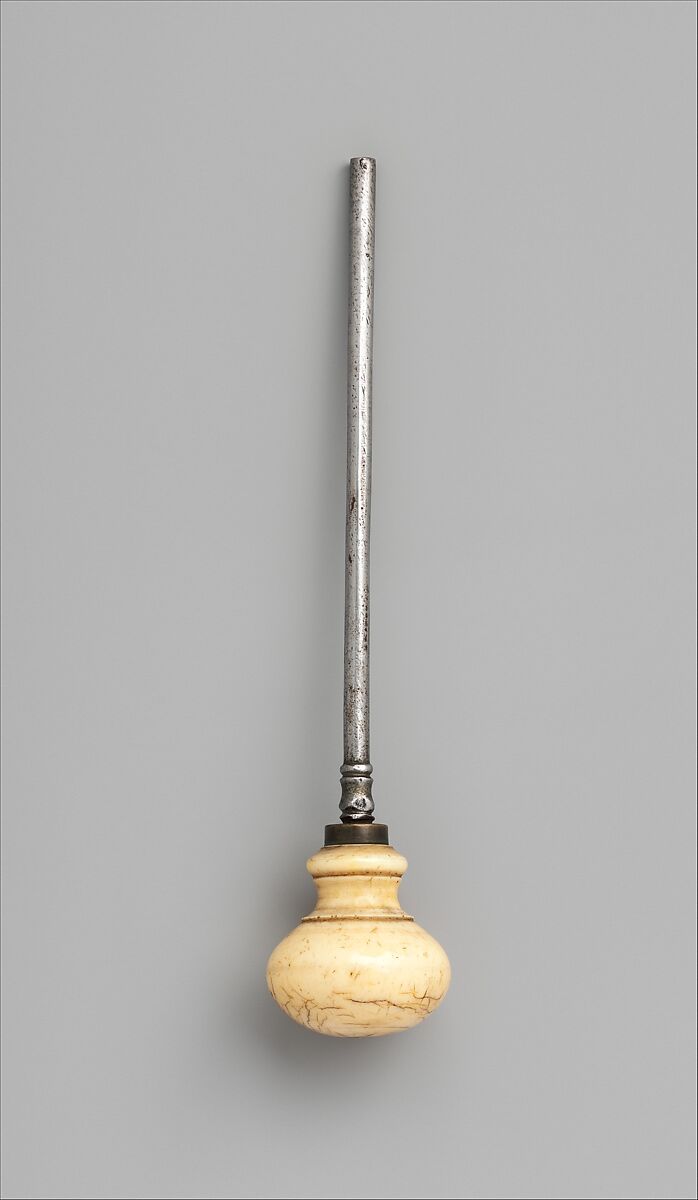 Pricker (Cocking Pin), Steel, ivory (probably hippopotamus), copper alloy, Central European, probably German 