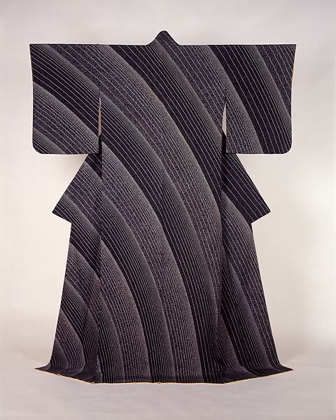 Kimono with Flowing Water Design, Moriguchi Kunihiko (Japanese, born 1941), Paste-resist dyed (yūzen) silk, Japan 