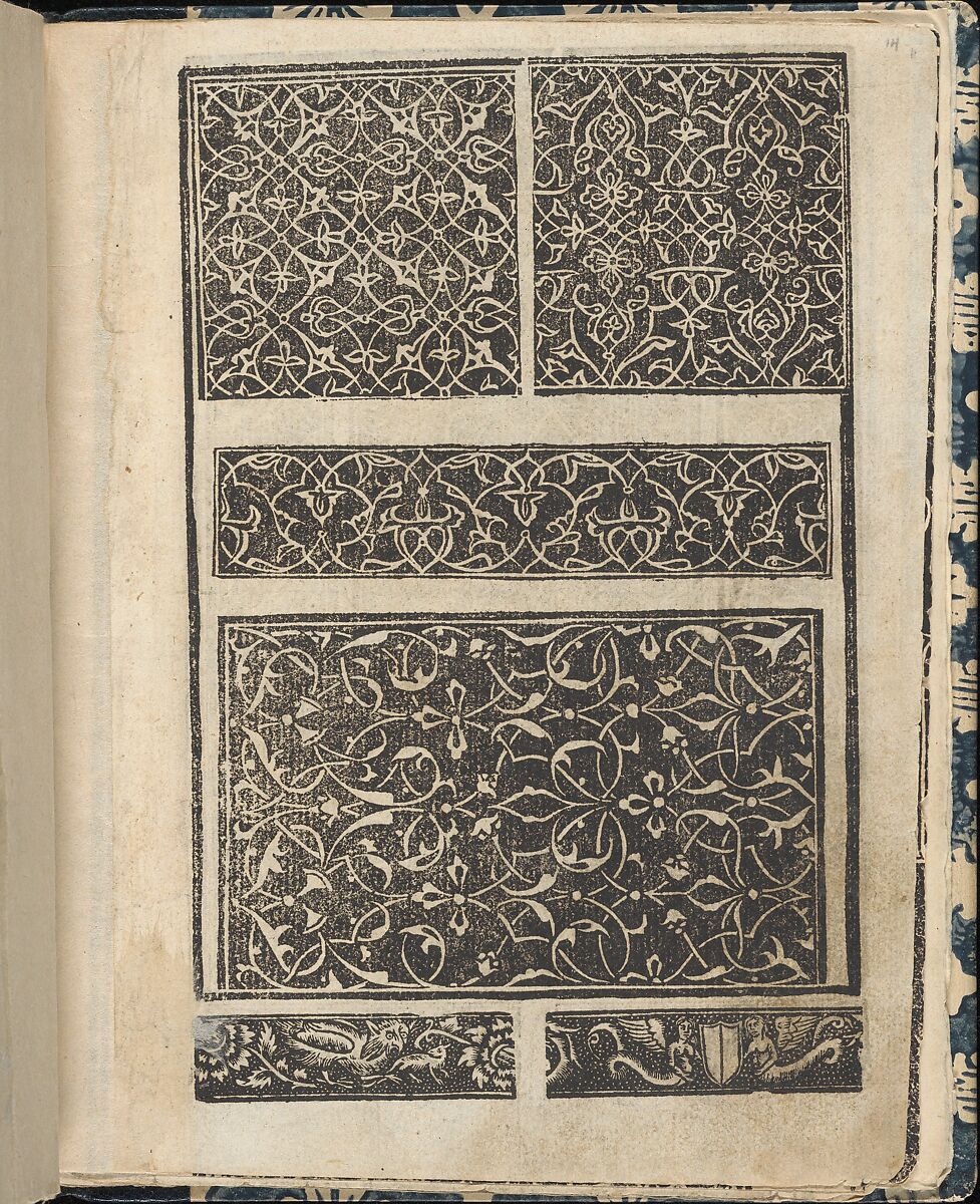 Essempio di recammi, page 14 (recto), Giovanni Antonio Tagliente (Italian, Venice ca. 1465–1528 Venice), Woodcut 