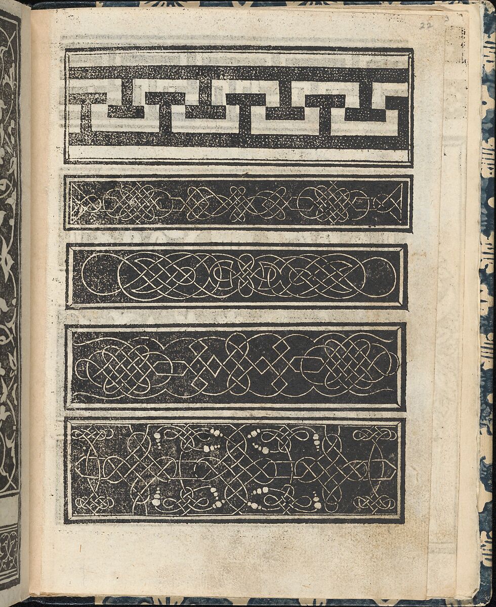 Essempio di recammi, page 22 (recto), Giovanni Antonio Tagliente (Italian, Venice ca. 1465–1528 Venice), Woodcut 