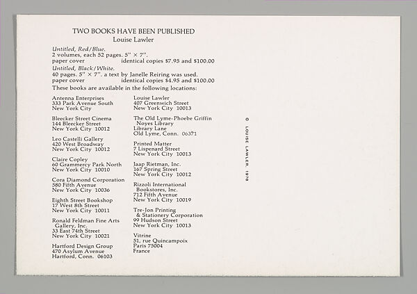 Two Books Have Been Published, Louise Lawler (American, born Bronxville, New York, 1947), Halftone