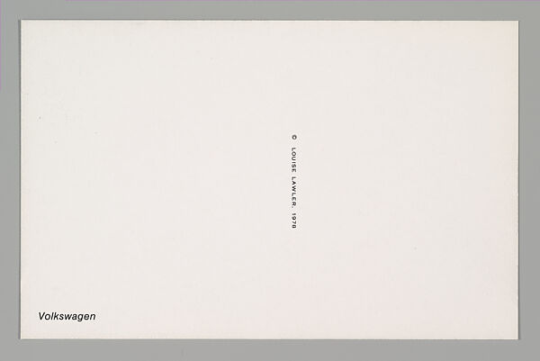 Volkswagen, Louise Lawler (American, born Bronxville, New York, 1947), Halftone