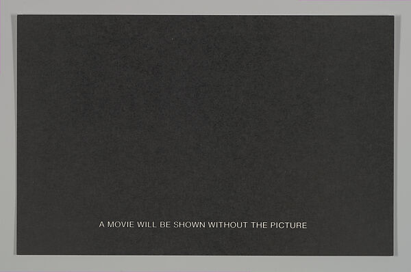 [Announcement for "A Movie Will Be Shown Without The Picture," Aero Theatre, Santa Monica], Louise Lawler (American, born Bronxville, New York, 1947), Printed card 