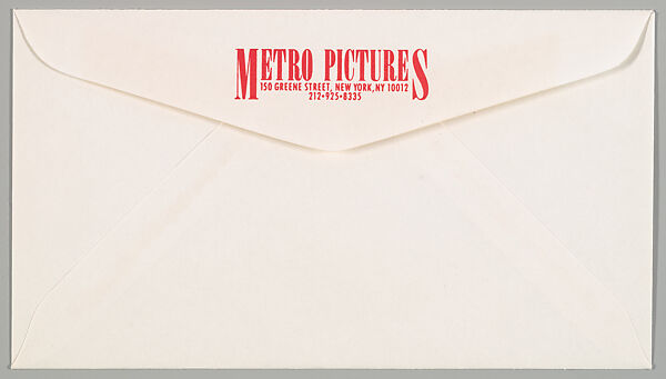 [Announcement and Envelope for "It Remains To Be Seen", Metro Pictures, New York City], Louise Lawler (American, born Bronxville, New York, 1947), Letterpress card and envelope