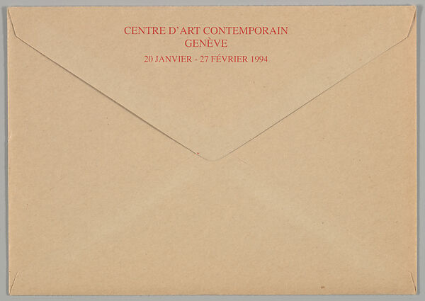 [Postcards produced for "Paperweights, Postcards, Pictures, Cannibalism", Centre d'Art Contemporain, Geneva], Louise Lawler (American, born Bronxville, New York, 1947), Printed postcards with envelope