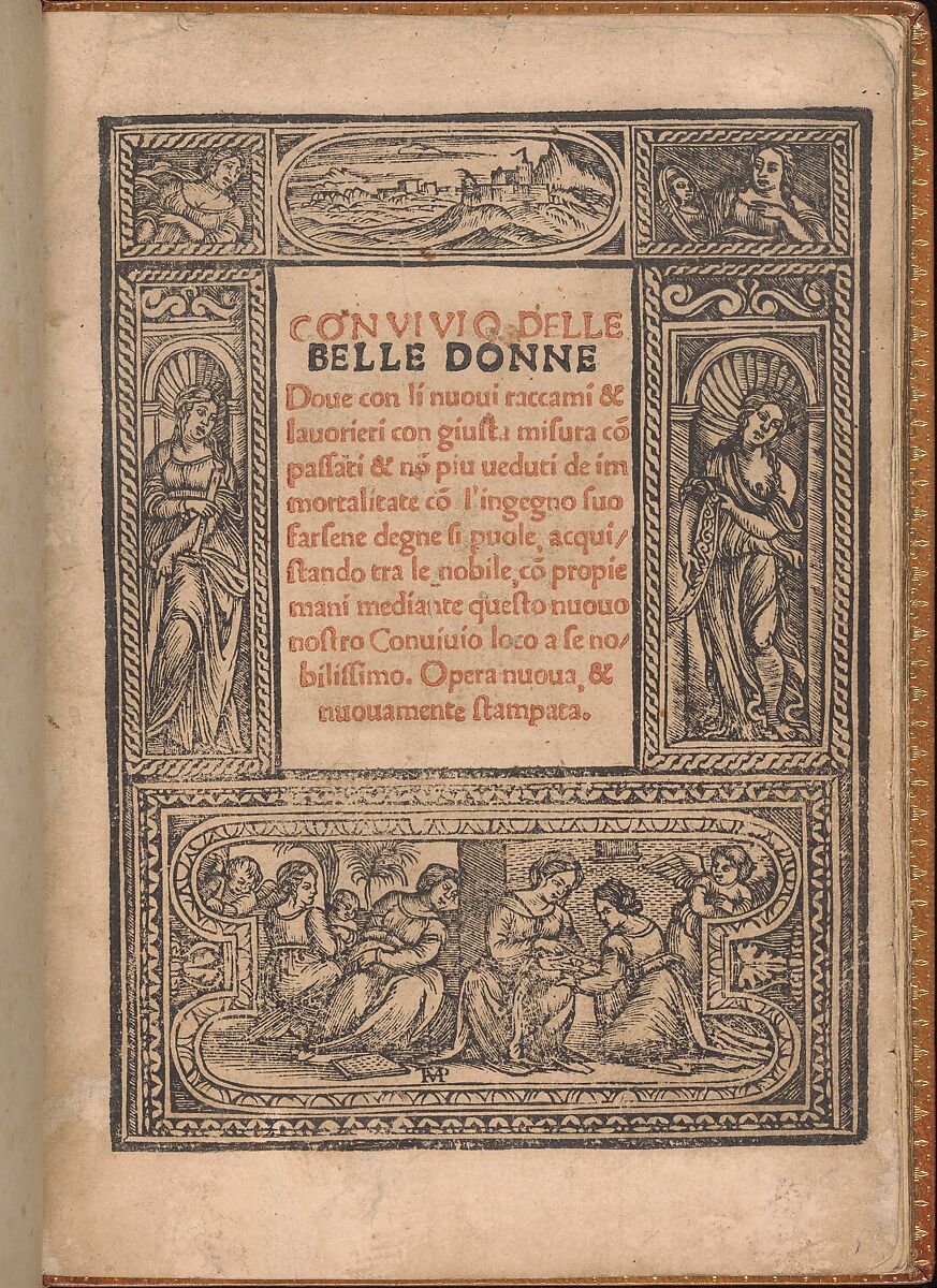 Convivio delle Belle Donne, title page (recto), Nicolò Zoppino (Italian, Ferrara 1478/80–1544 Venice)  , Venice, Woodcut 