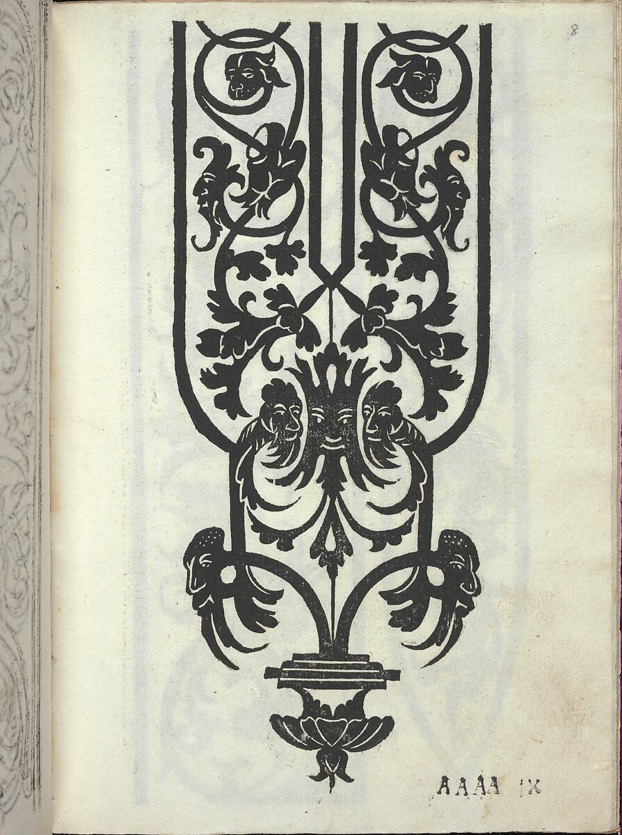 Libro quarto. De rechami per elquale se impara in diuersi modi lordine e il modo de recamare...Opera noua, page 8 (recto), Alessandro Paganino (Italian, active Salò, Toscolano and Venice, 1511–38), Woodcut 