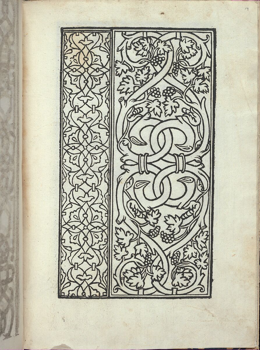 Libro quarto. De rechami per elquale se impara in diuersi modi lordine e il modo de recamare...Opera noua, page 14 (recto), Alessandro Paganino (Italian, active Salò, Toscolano and Venice, 1511–38), Woodcut 