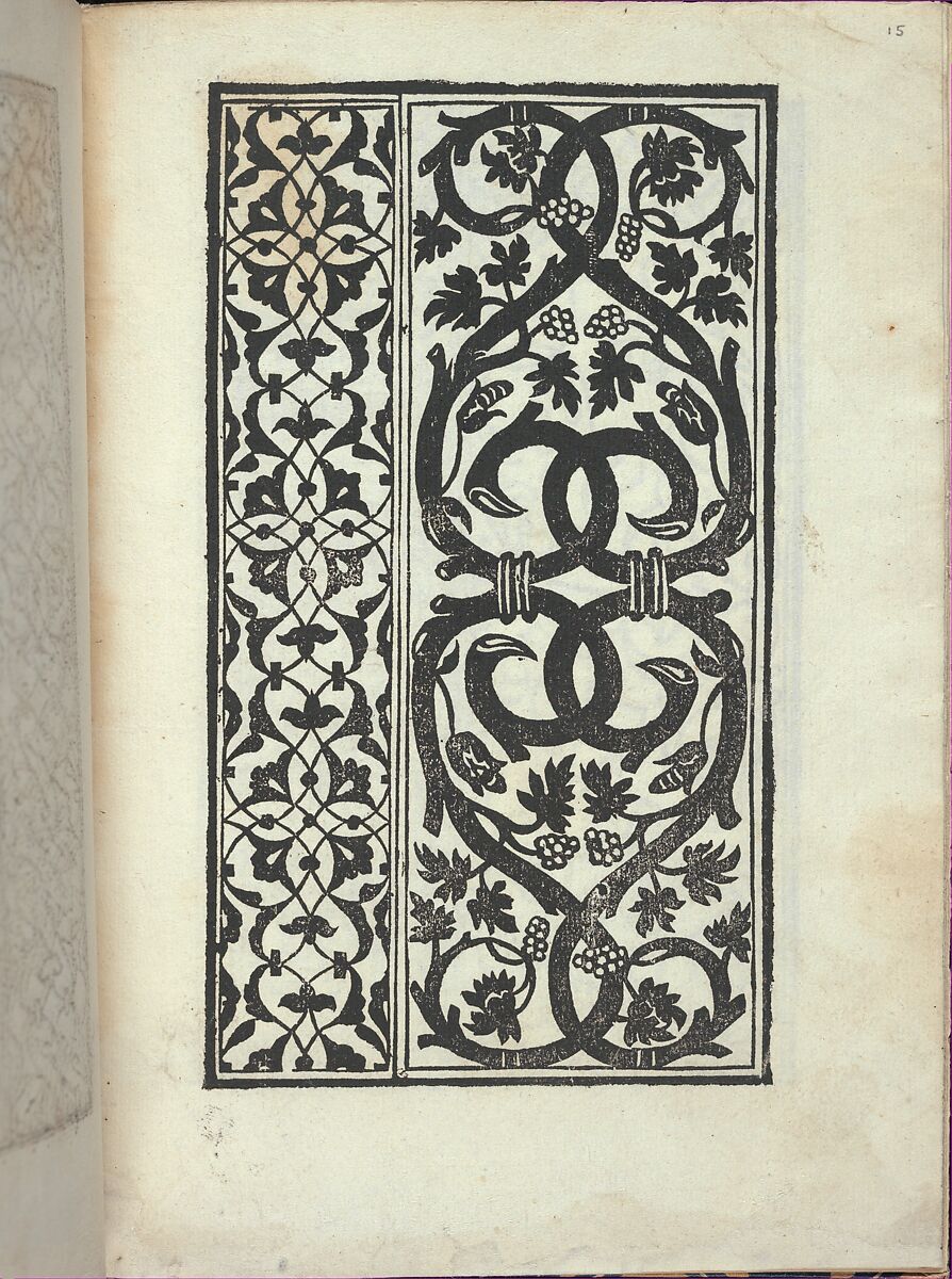 Libro quarto. De rechami per elquale se impara in diuersi modi lordine e il modo de recamare...Opera noua, page 15 (recto), Alessandro Paganino (Italian, active Salò, Toscolano and Venice, 1511–38), Woodcut 