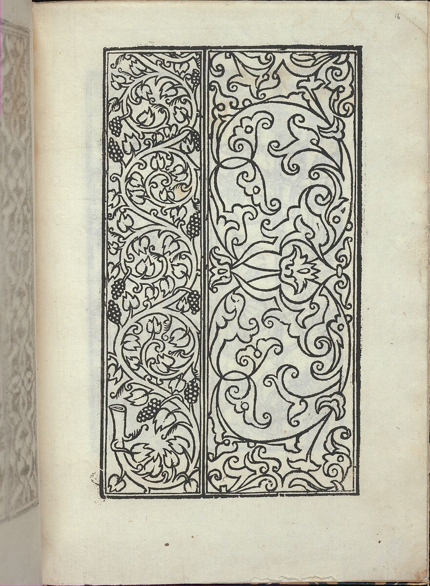 Libro quarto. De rechami per elquale se impara in diuersi modi lordine e il modo de recamare...Opera noua, page 16 (recto), Alessandro Paganino (Italian, active Salò, Toscolano and Venice, 1511–38), Woodcut 