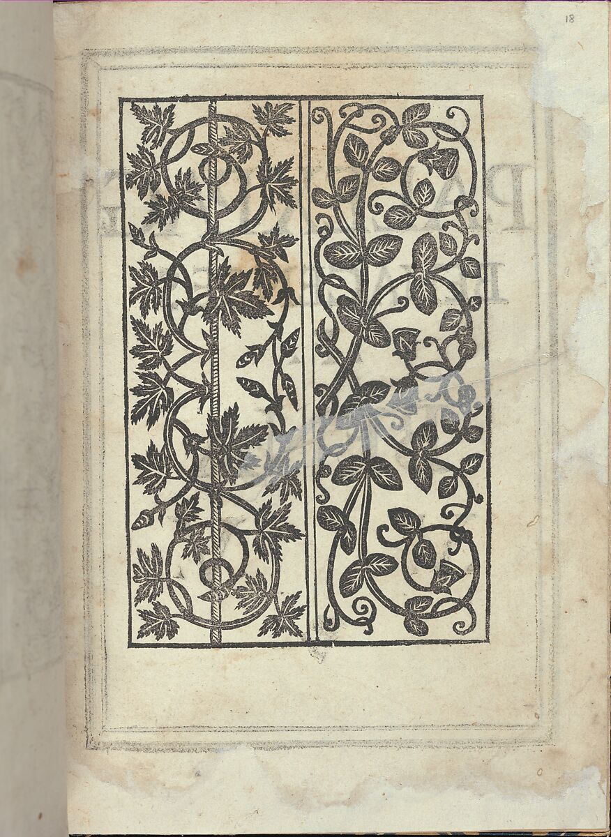 Libro quarto. De rechami per elquale se impara in diuersi modi lordine e il modo de recamare...Opera noua, page 18 (recto), Alessandro Paganino (Italian, active Salò, Toscolano and Venice, 1511–38), Woodcut 