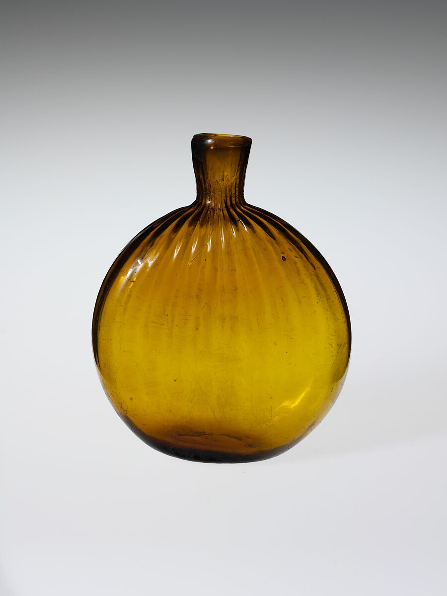 Pocket Bottle, Blown pattern-molded lead glass, American 