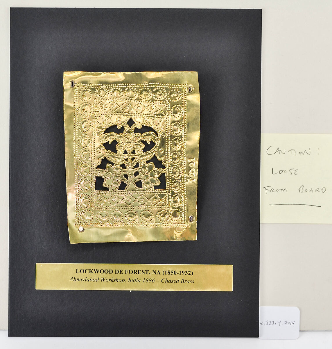 Cutout, Lockwood de Forest (American, New York 1850–1932 Santa Barbara, California), Brass; chased