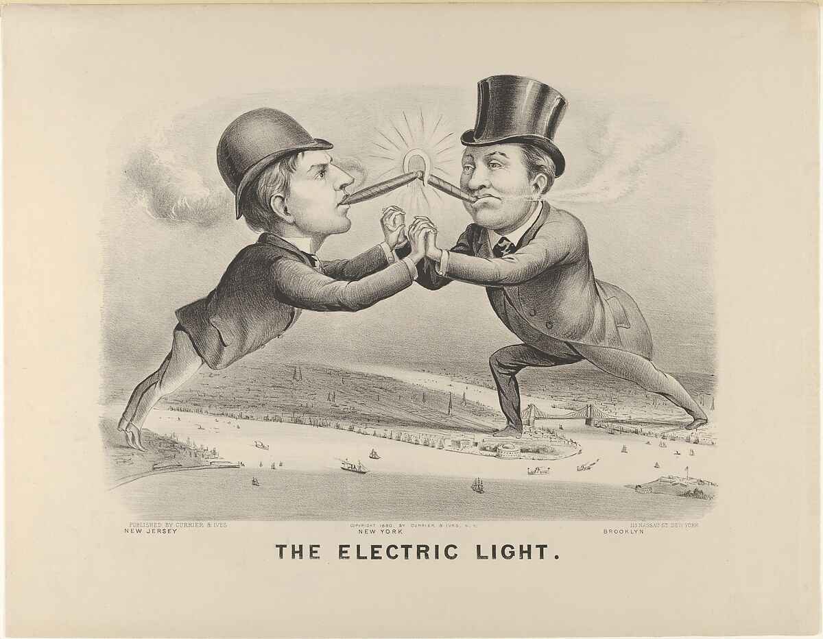 The Electric Light, Currier &amp; Ives (American, active New York, 1857–1907), Lithograph 