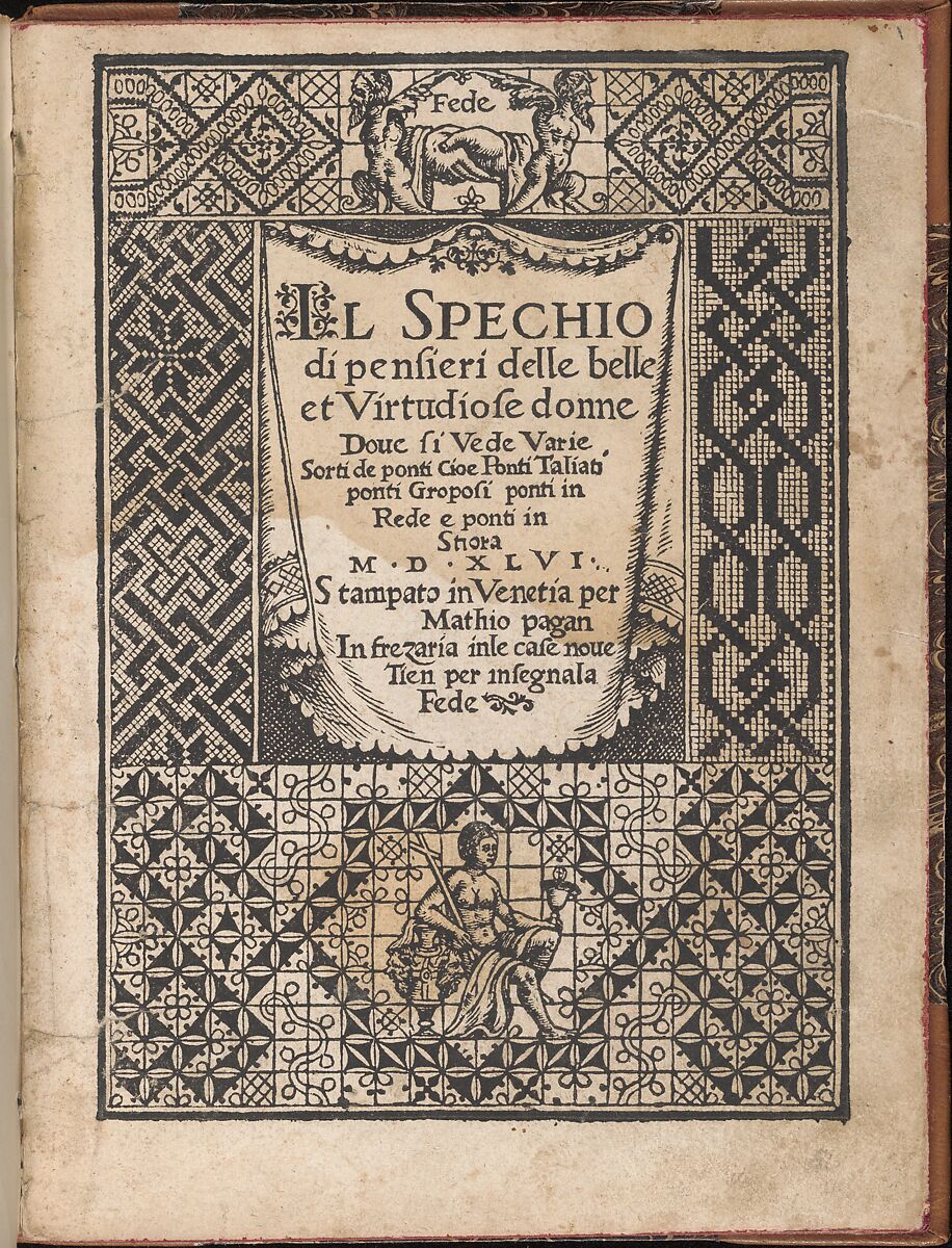 Spechio di pensieri delle belle et Virtudiose donne, title page (recto), Matteo Pagano (Italian, 1515–1588)  , Venice, Woodcut 