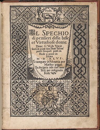 Spechio di pensieri delle belle et Virtudiose donne, title page (recto)