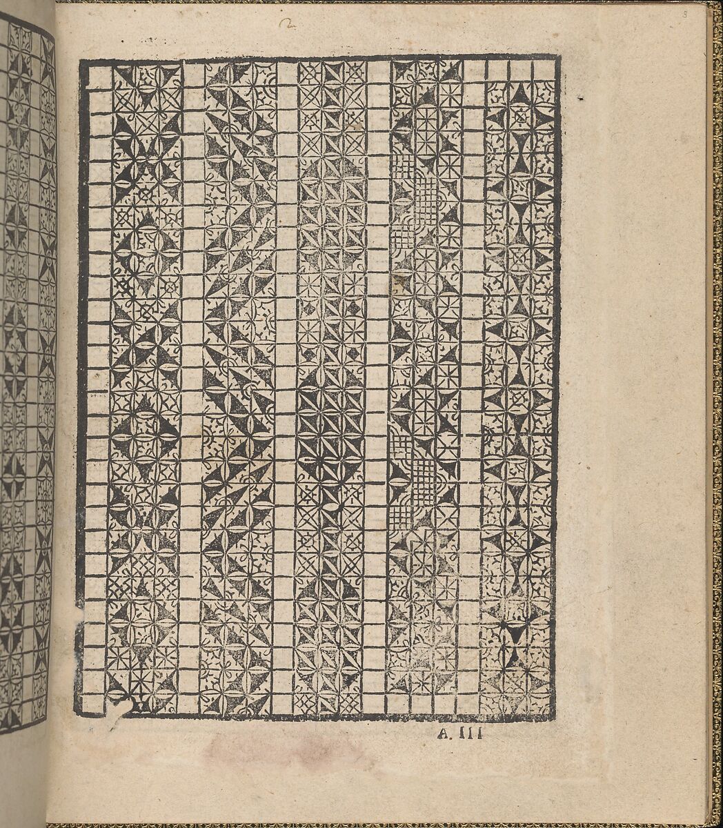 Giardineto novo di punti tagliati et gropposi per exercitio & ornamento delle donne (Venice 1554), page 2 (verso), Matteo Pagano (Italian, 1515–1588), Woodcut 