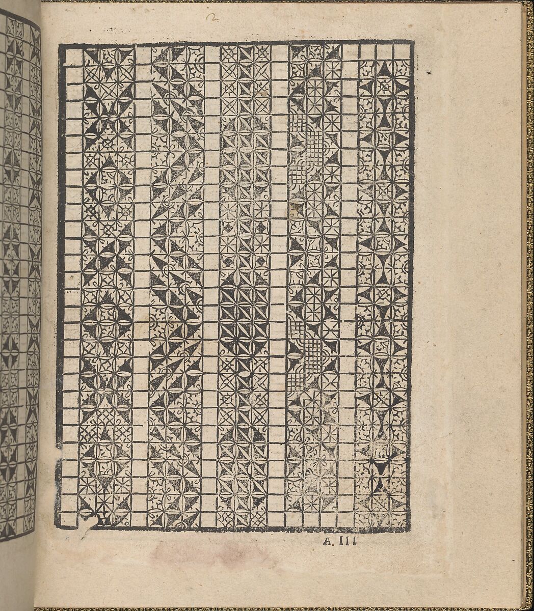 Giardineto novo di punti tagliati et gropposi per exercitio & ornamento delle donne (Venice 1554), page 3 (recto), Matteo Pagano (Italian, 1515–1588), Woodcut