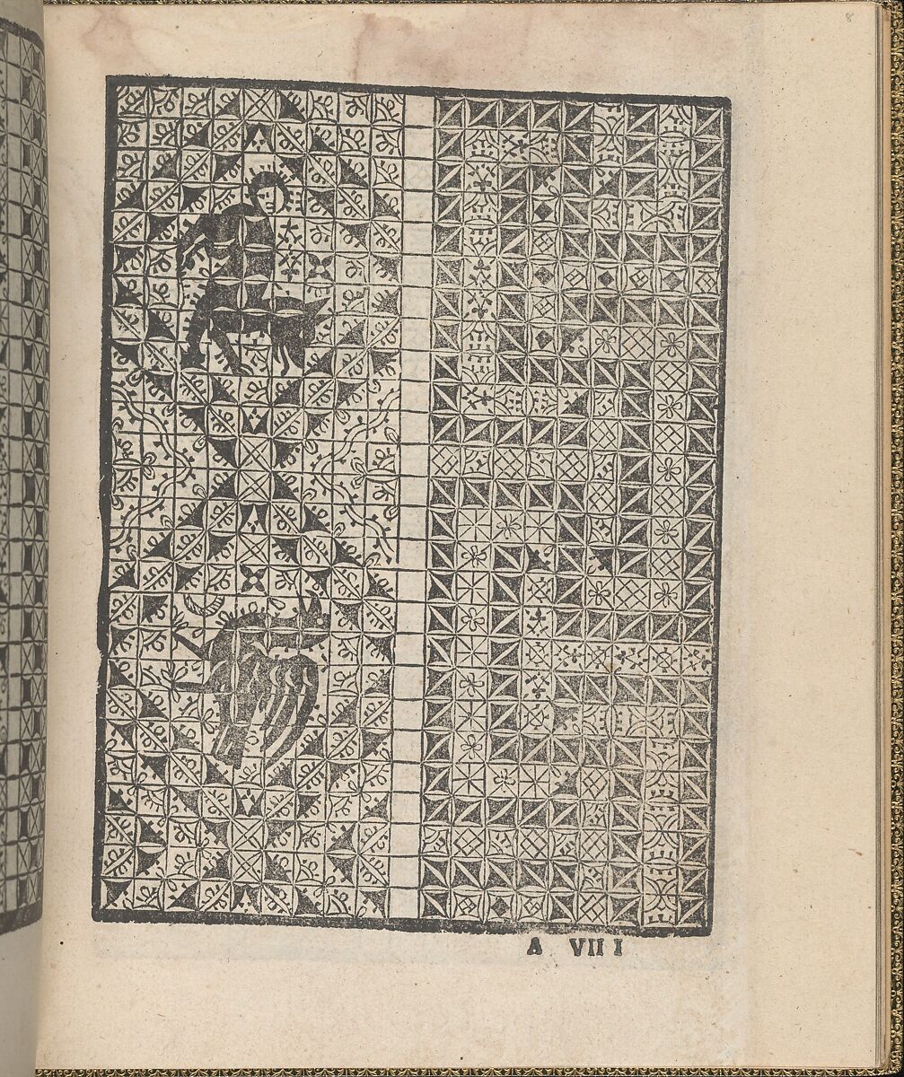 Giardineto novo di punti tagliati et gropposi per exercitio & ornamento delle donne (Venice 1554), page 8 (recto), Matteo Pagano (Italian, 1515–1588), Woodcut