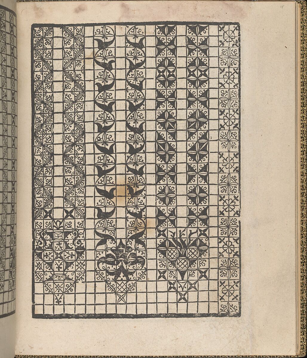 Giardineto novo di punti tagliati et gropposi per exercitio & ornamento delle donne (Venice 1554), page 8 (verso), Matteo Pagano (Italian, 1515–1588), Woodcut 