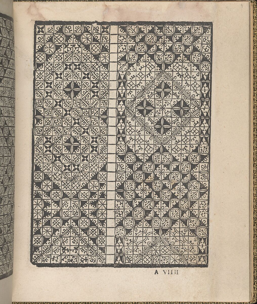 Giardineto novo di punti tagliati et gropposi per exercitio & ornamento delle donne (Venice 1554), page 9 (recto), Matteo Pagano (Italian, 1515–1588), Woodcut