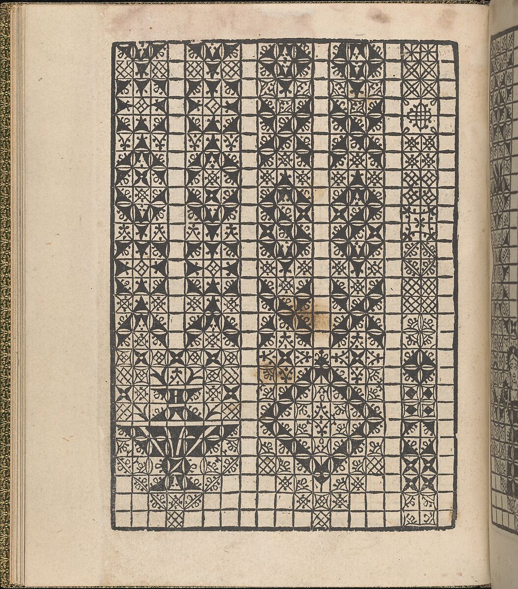 Giardineto novo di punti tagliati et gropposi per exercitio & ornamento delle donne (Venice 1554), page 15 (verso), Matteo Pagano (Italian, 1515–1588), Woodcut 