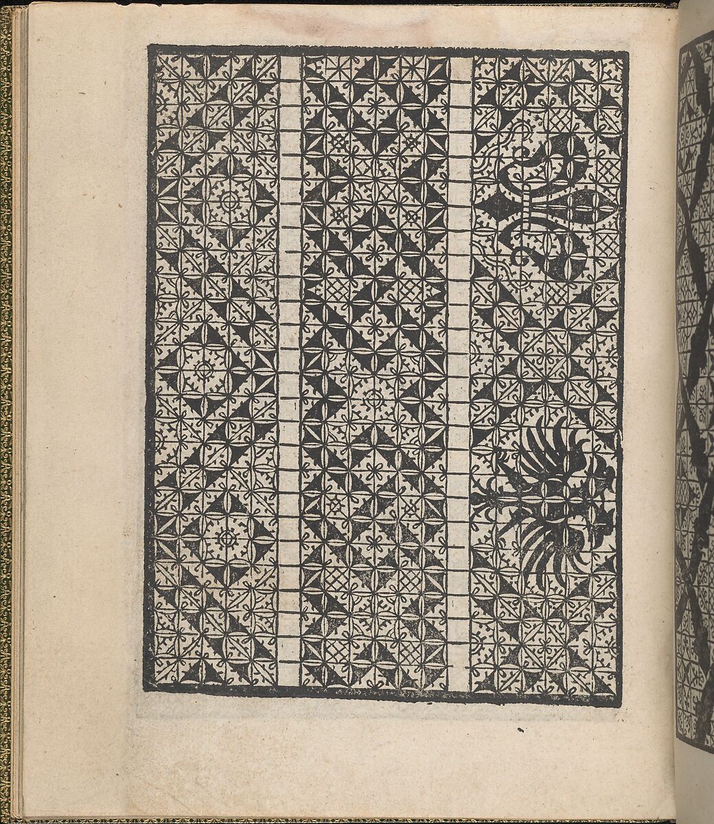 Giardineto novo di punti tagliati et gropposi per exercitio & ornamento delle donne (Venice 1554), page 19 (verso), Matteo Pagano (Italian, 1515–1588), Woodcut 