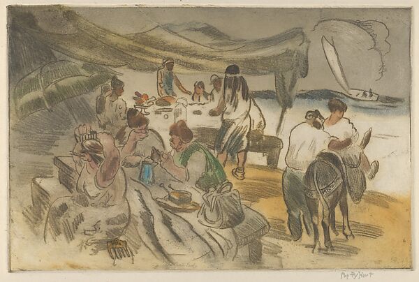 Picnic Party, George Overbury "Pop" Hart (American, Cairo, Illinois 1868–1933 New York), Color softground etching 