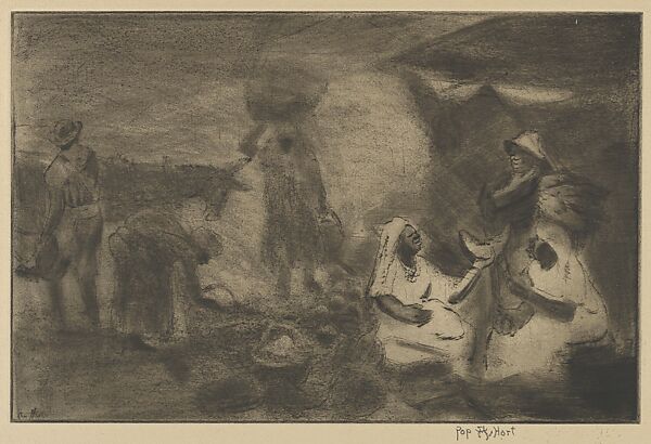 Early Morning Market, George Overbury "Pop" Hart (American, Cairo, Illinois 1868–1933 New York), Drypoint, sandpaper, and roulette 