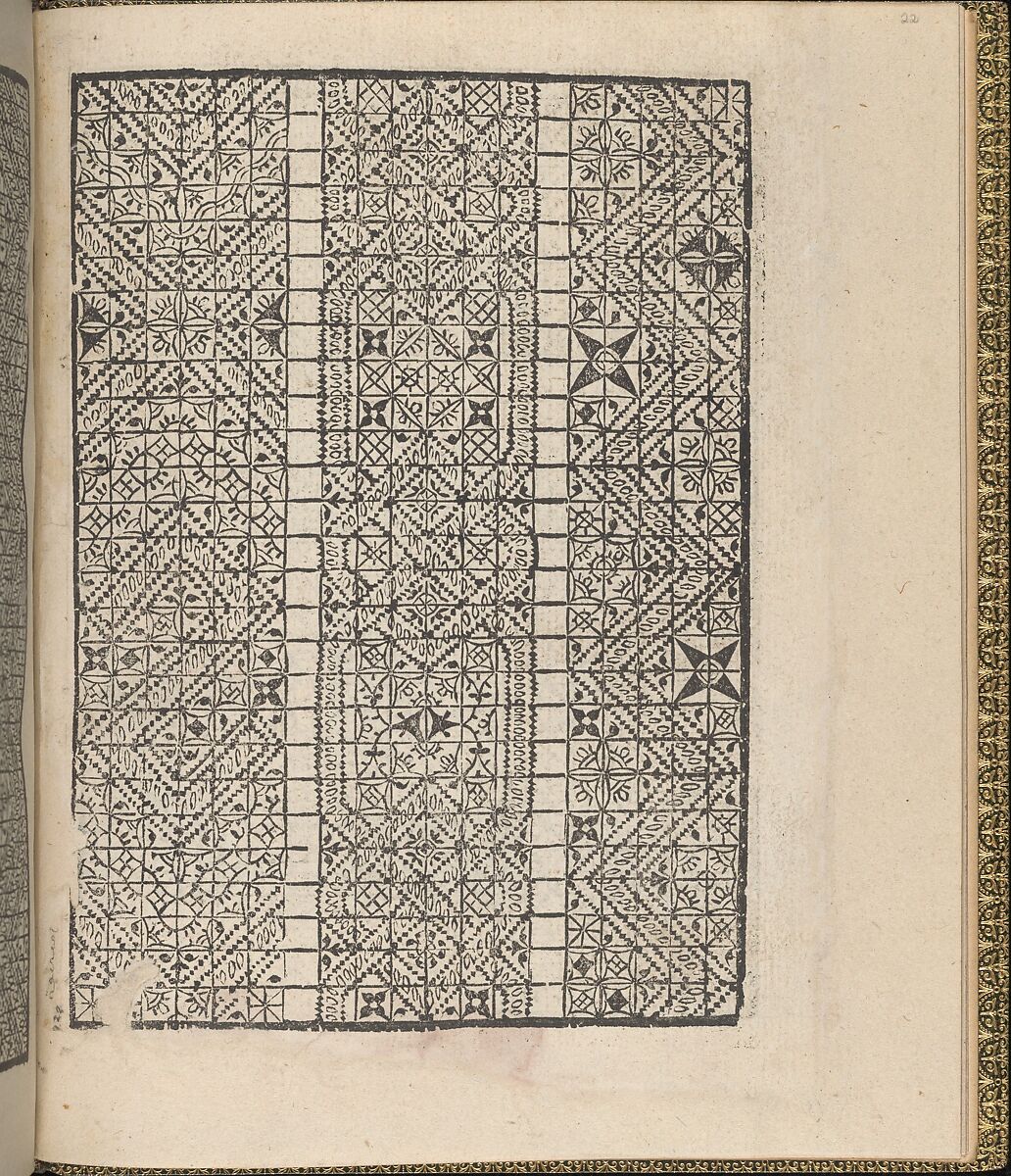 Giardineto novo di punti tagliati et gropposi per exercitio & ornamento delle donne (Venice 1554), page 22 (recto), Matteo Pagano (Italian, 1515–1588), Woodcut 