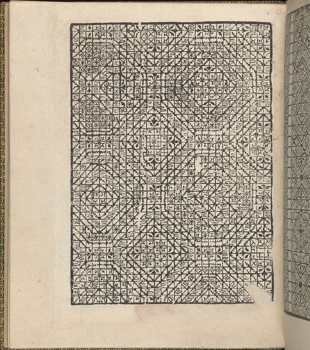 Giardineto novo di punti tagliati et gropposi per exercitio & ornamento delle donne (Venice 1554), page 22 (verso), Matteo Pagano (Italian, 1515–1588), Woodcut 