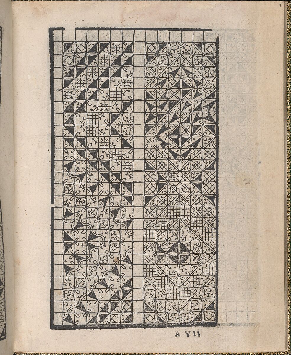 Ornamento delle belle & virtuose donne, page 7 (recto), Matteo Pagano (Italian, 1515–1588)  , Venice, Woodcut