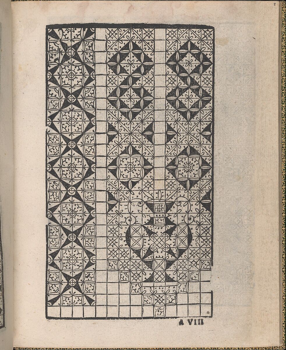 Ornamento delle belle & virtuose donne, page 8 (recto), Matteo Pagano (Italian, 1515–1588)  , Venice, Woodcut